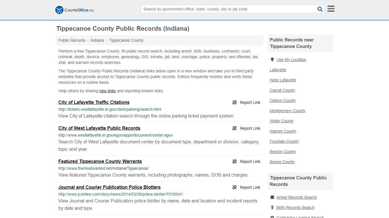 Public Records - Tippecanoe County, IN (Business, Criminal, GIS ...